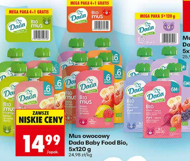 Dada Mus owocowy Baby Food Bio 5 × 120 g