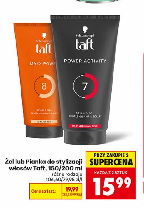 Taft Żel lub Pianka do stylizacji włosów 200 ml