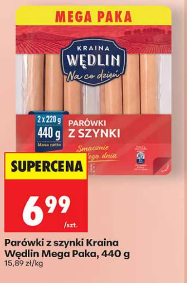 Kraina Wędlin Parówki z szynki Mega Paka 440 g