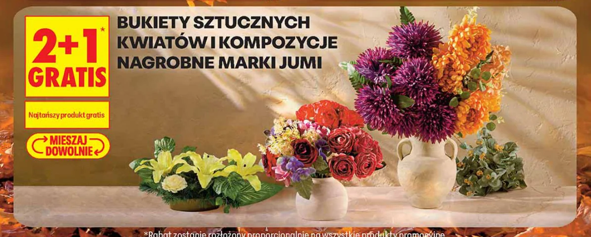 Bukiety sztucznych kwiatów i kompozycje nagrobne marki Jumi