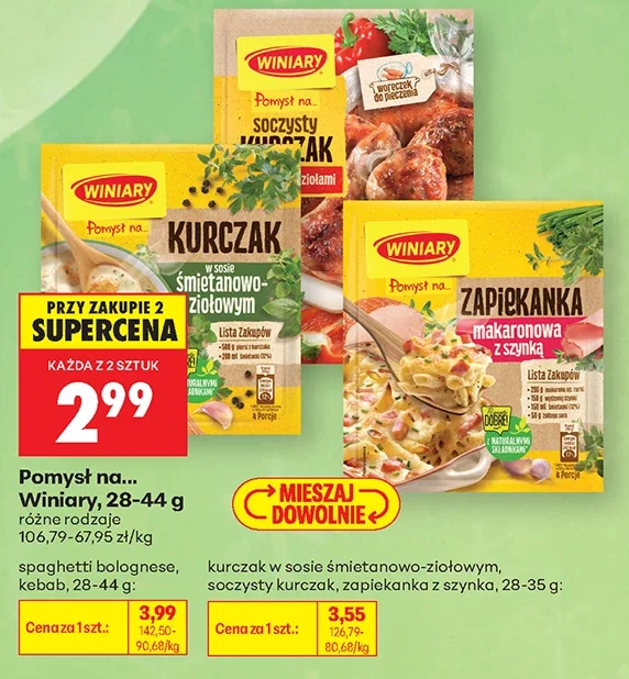 Winiary Pomysł na..., spaghetti bolognese, kebab 44 g