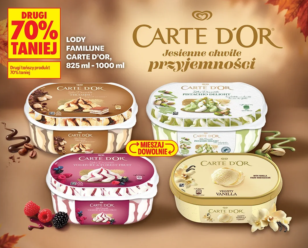 Lody familijne Carte d'Or, 825 ml - 1000 ml