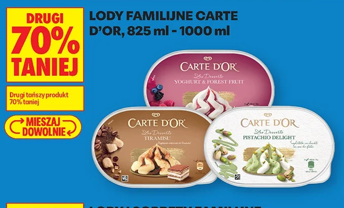 Lody familijne Carte d'Or, 825 ml–1000 ml