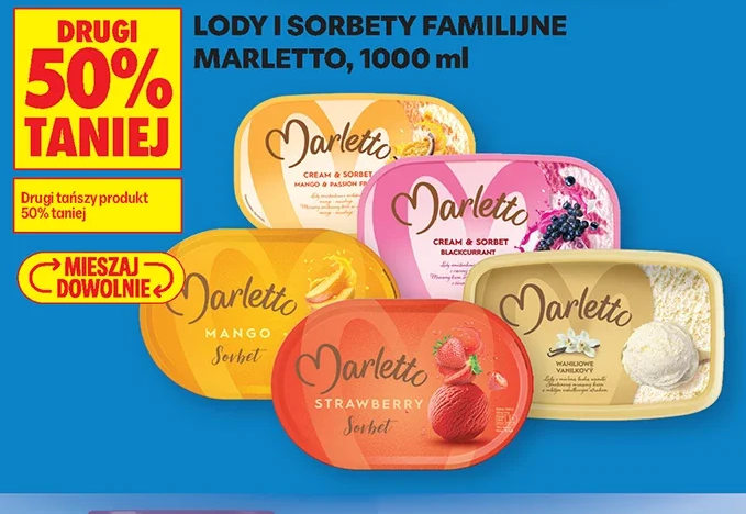 Lody i sorbety familijne Marletto, 1000 ml