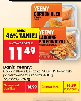 Yeemy Dania: Cordon Bleu z kurczaka; Polędwiczki panierowane z kurczaka 500 g