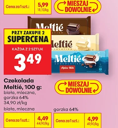Meltié Czekolada, biała, mleczna 100 g
