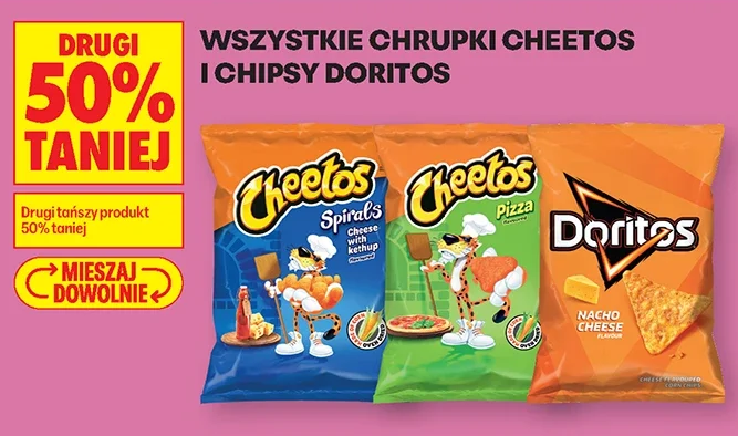 Wszystkie chrupki Cheetos i chipsy Doritos