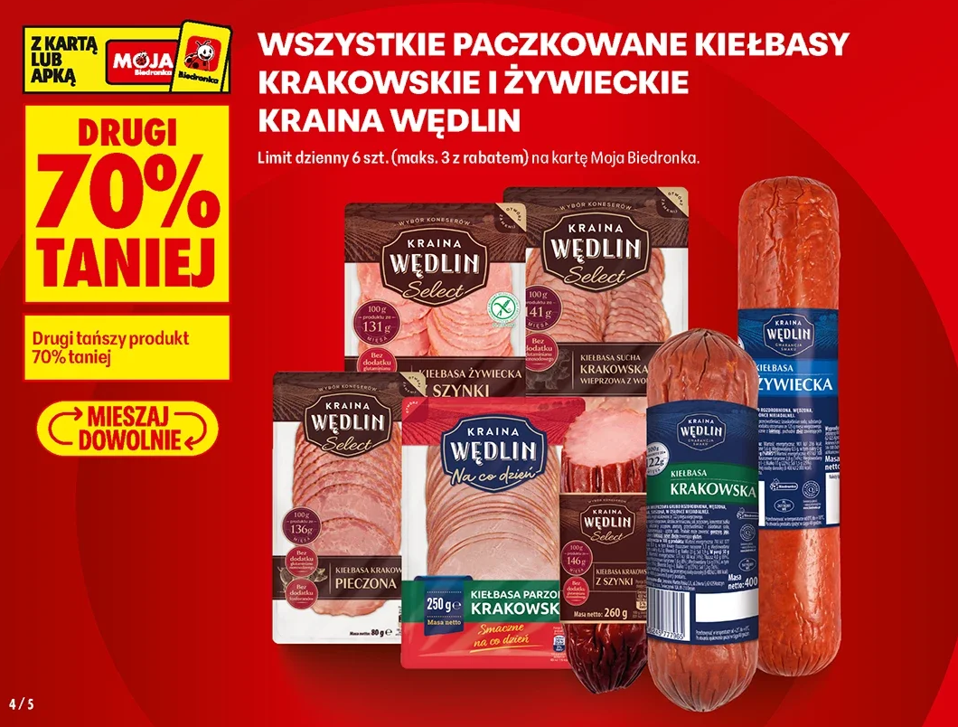 Wszystkie paczkowane kiełbasy krakowskie i żywieckie Kraina Wędlin