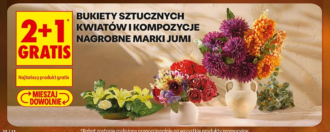 Bukiety sztucznych kwiatów i kompozycje nagrobne marki Jumi