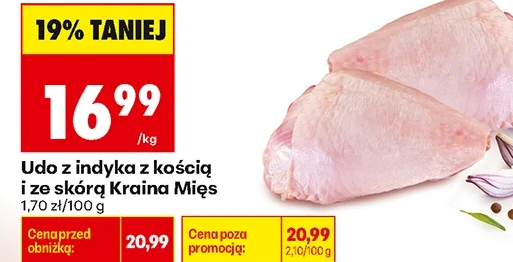 Kraina Mięs Udo z indyka z kością i ze skórą 1 kg